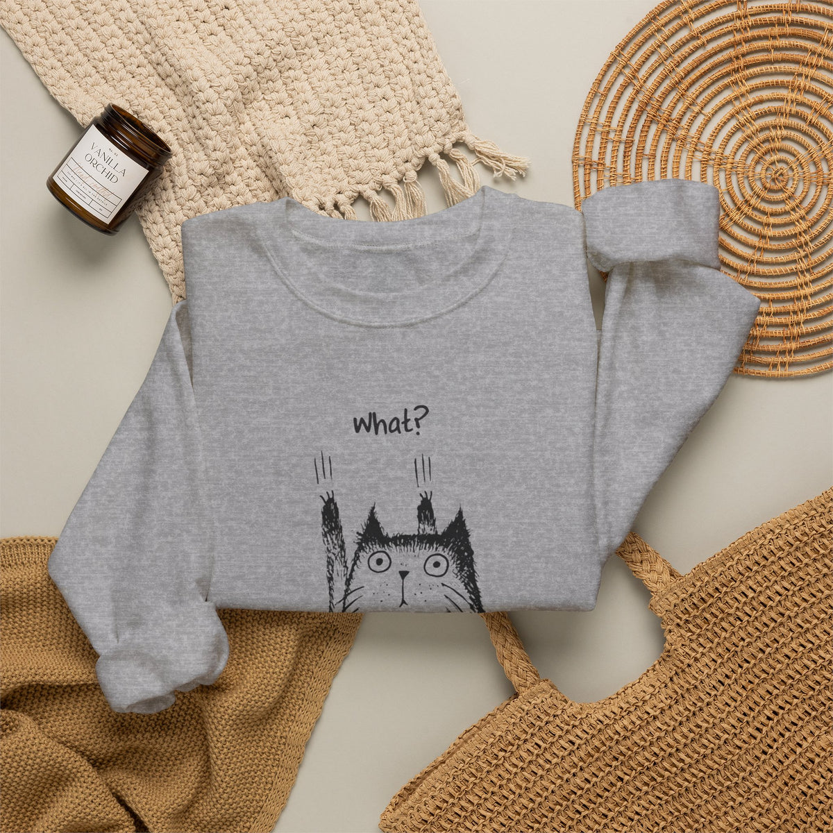 What? surprised cat illustration Sweatshirt | cute quirky cat art