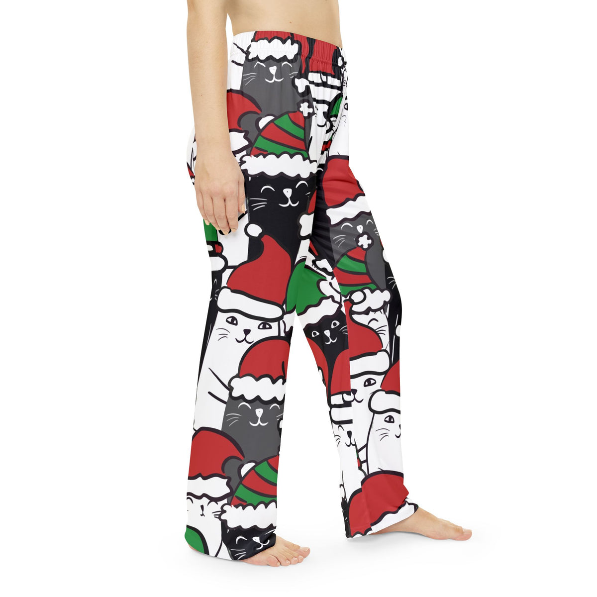 Santa Cat Pattern Pajama Pants | Christmas Cat Print
