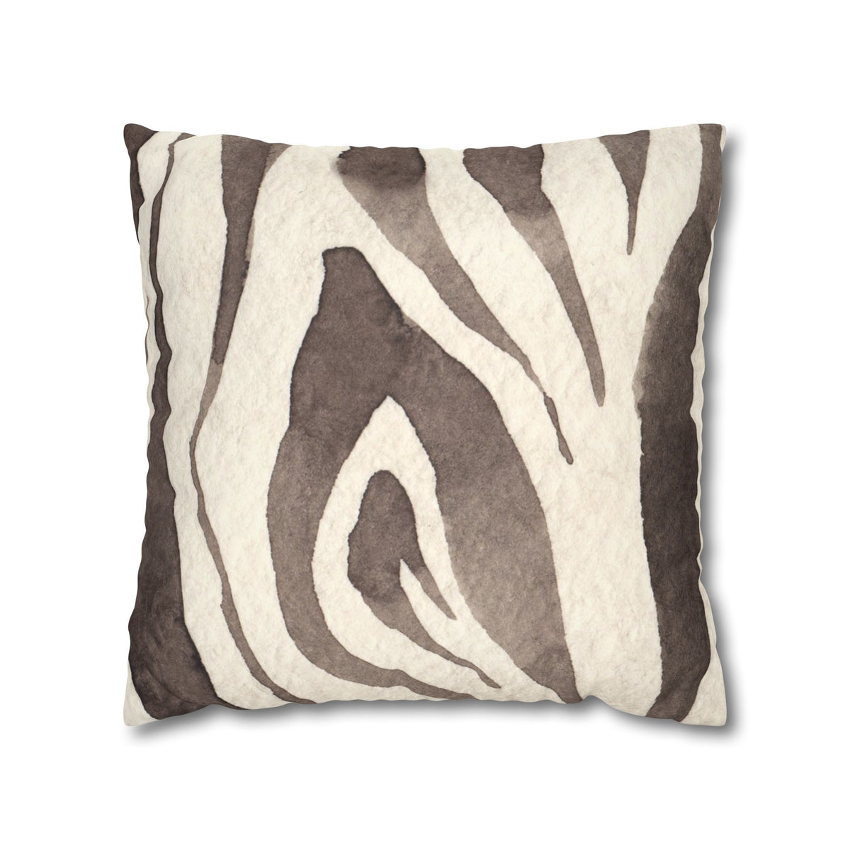 Brown Zebra Print Faux Suede Pillowcase | Square Decorative Pillow