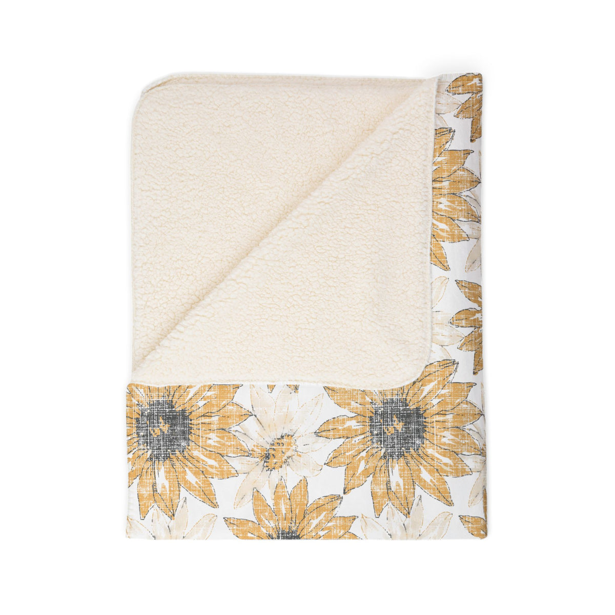 Watercolor Sunflower Fleece Sherpa Blanket | Floral Cozy Throw