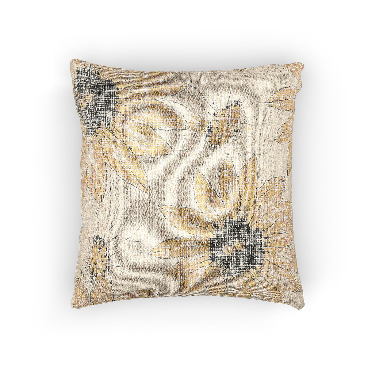Sunflower Woven Indoor Pillow | Yellow Floral Throw Cushion, Rustic Farmhouse Decor