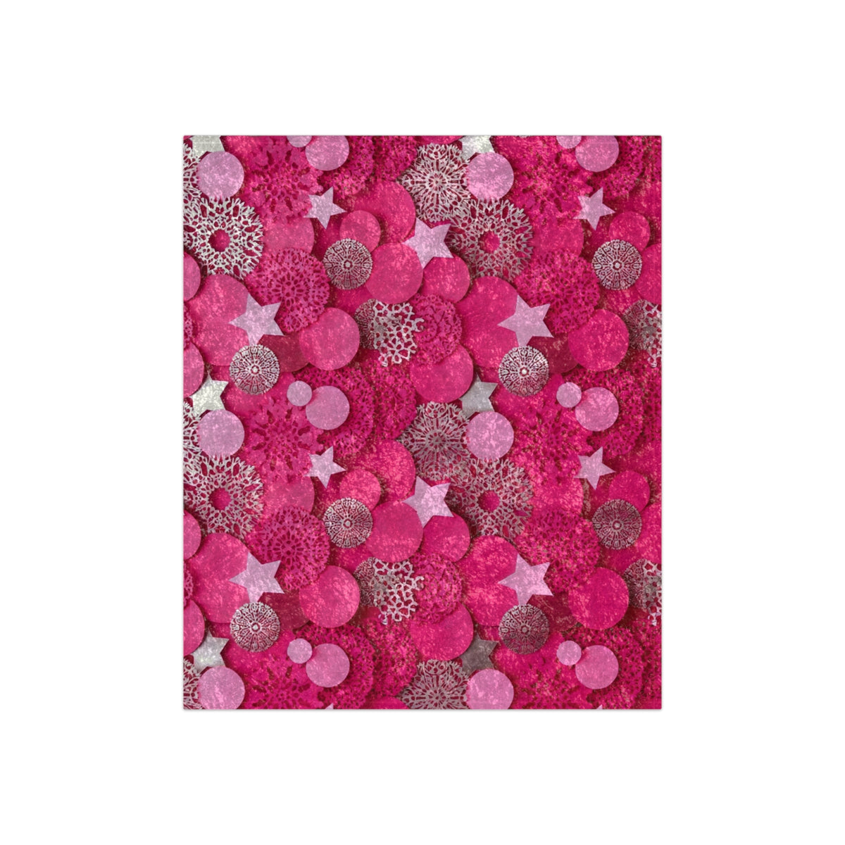 Pink Glam Throw Blanket – Hot Pink Abstract Star & Circle Pattern Cozy Plush Blanket