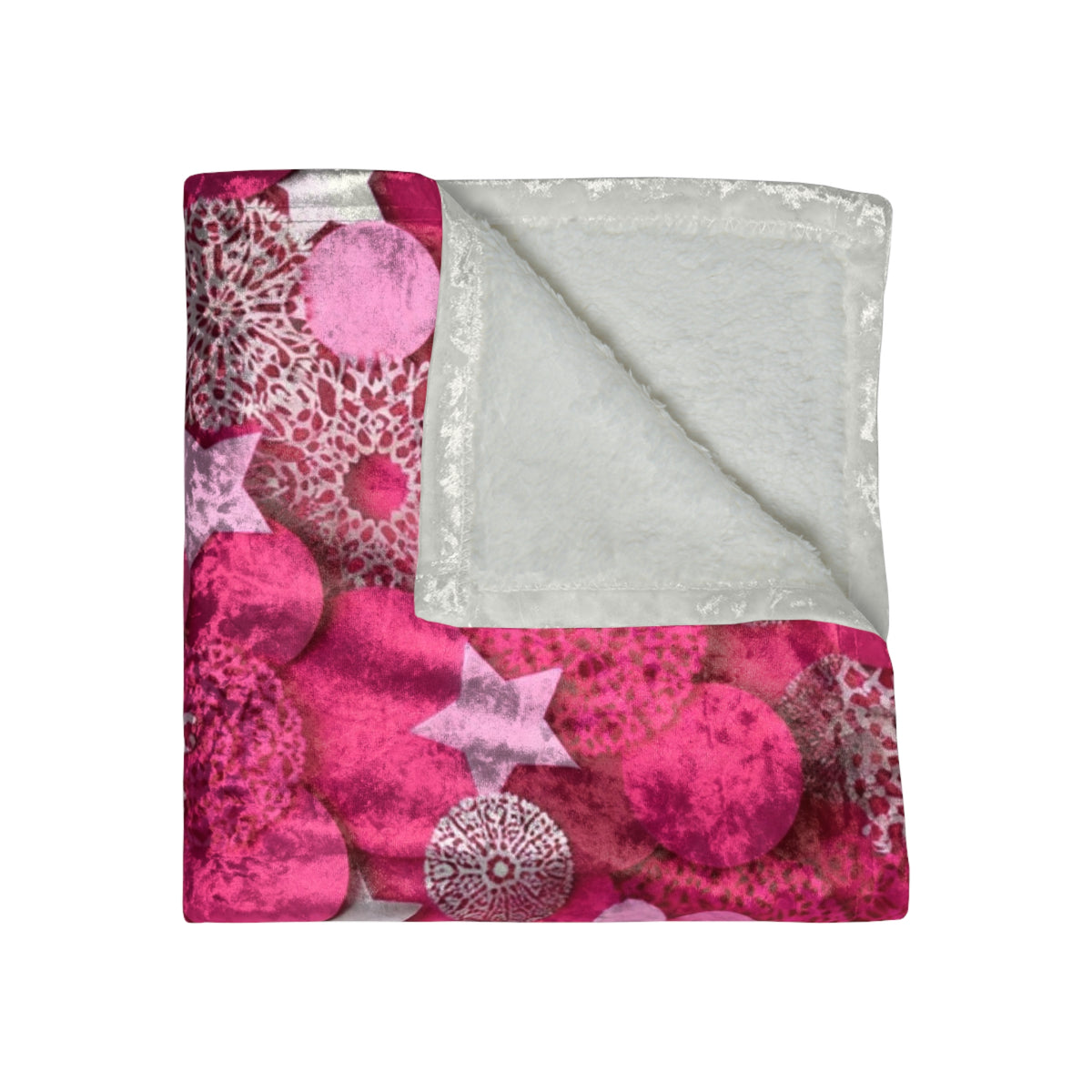Pink Glam Throw Blanket – Hot Pink Abstract Star & Circle Pattern Cozy Plush Blanket