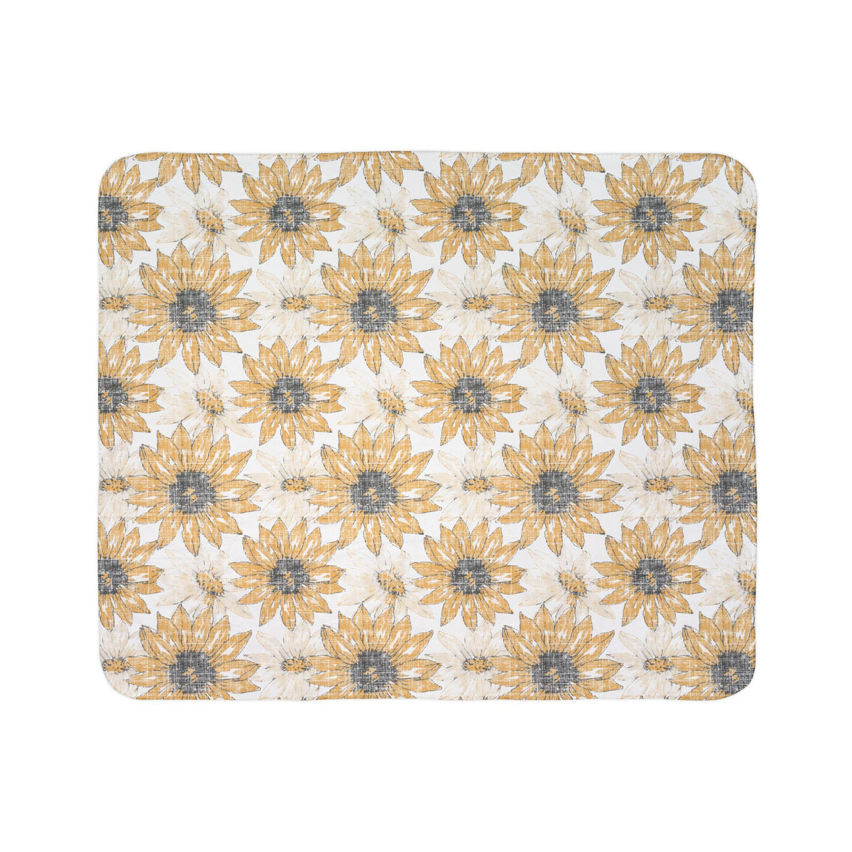 Watercolor Sunflower Fleece Sherpa Blanket | Floral Cozy Throw