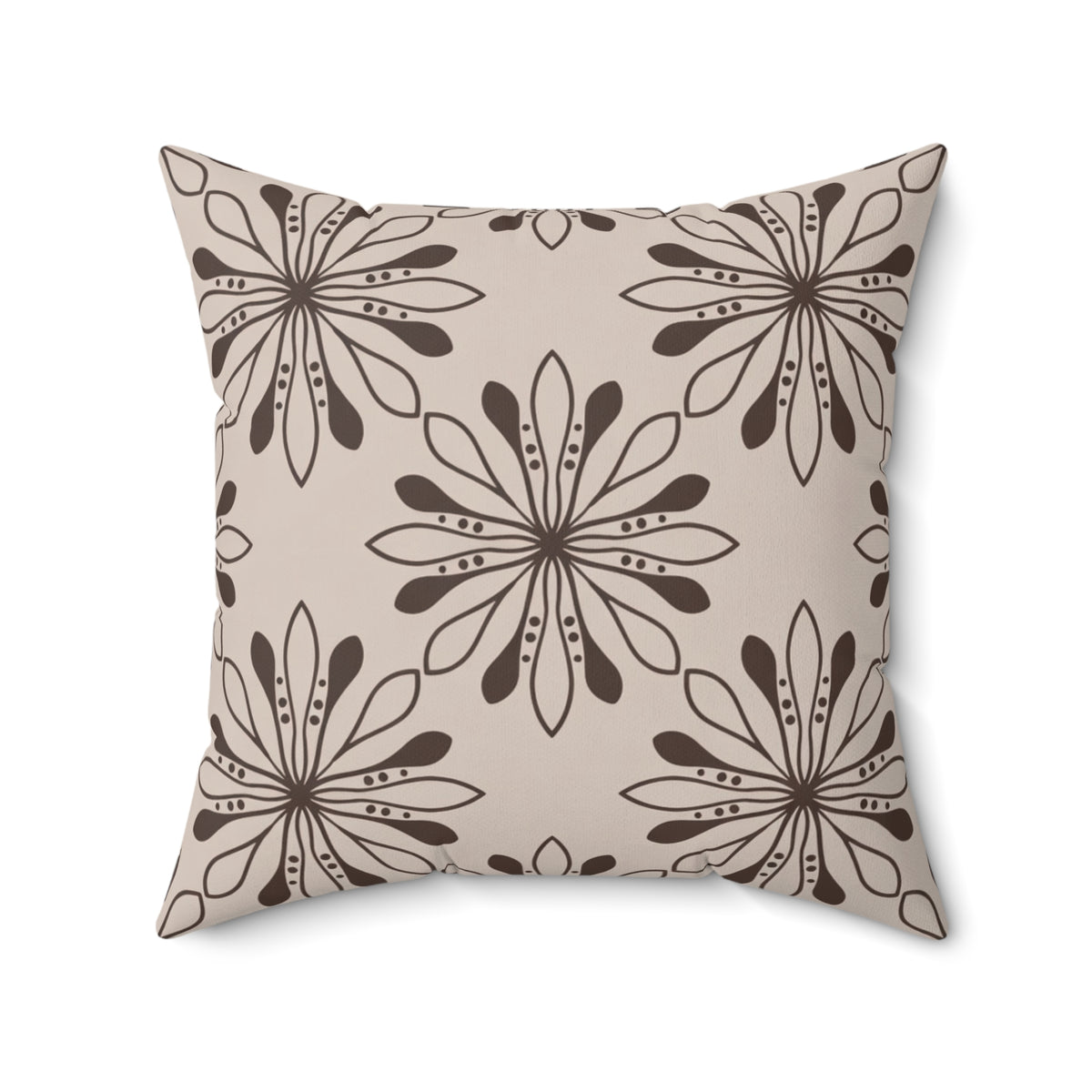 Neutral Floral Pattern Pillow | Faux Suede Square Pillow