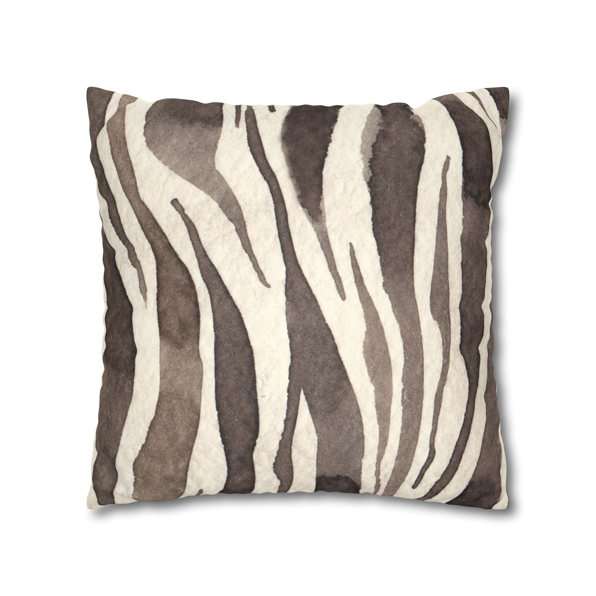 Brown Zebra Print Faux Suede Pillowcase | Square Decorative Pillow