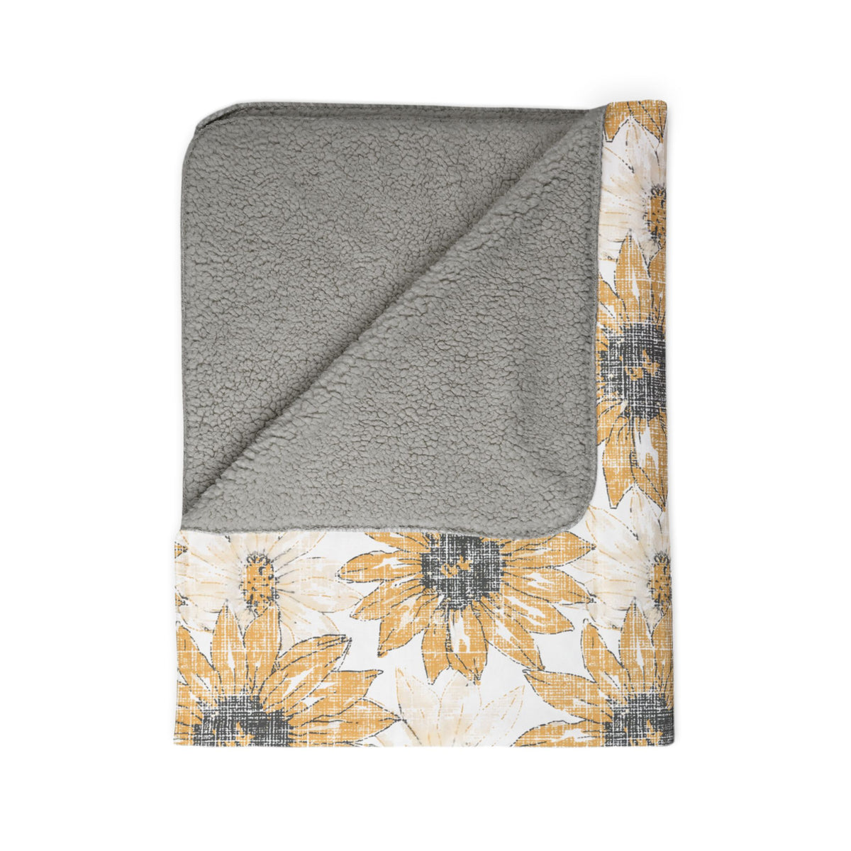 Watercolor Sunflower Fleece Sherpa Blanket | Floral Cozy Throw