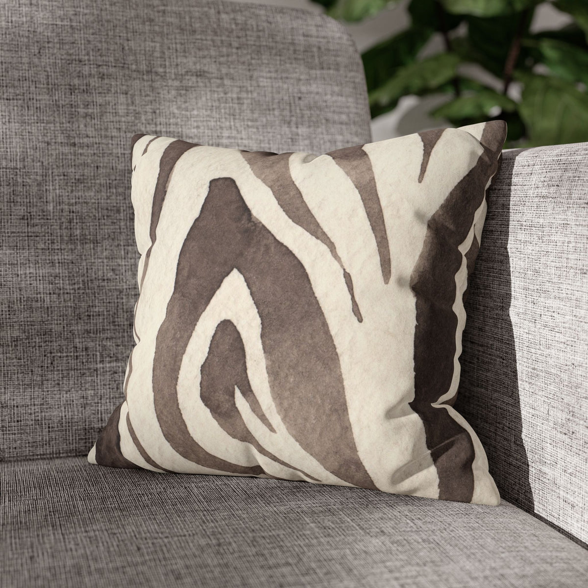 Brown Zebra Print Faux Suede Pillowcase | Square Decorative Pillow