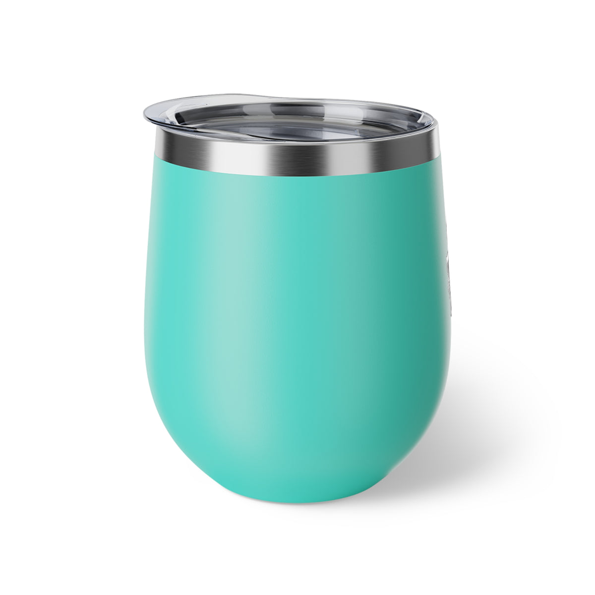 Turquoise 12oz tumbler with stainless rim and clear lid