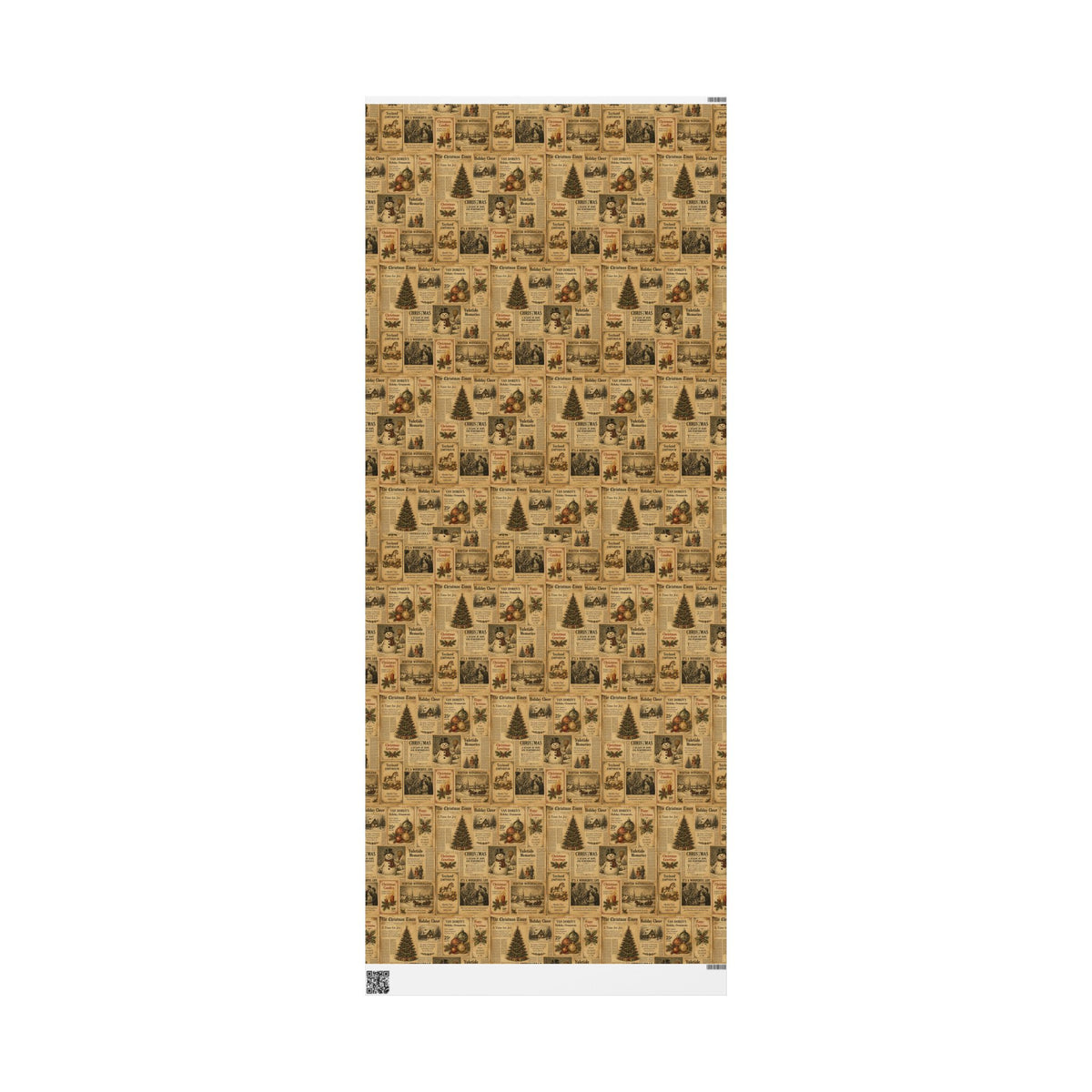 Vintage Christmas Newspaper Pattern Gift Wrap Roll | Wrapping Paper