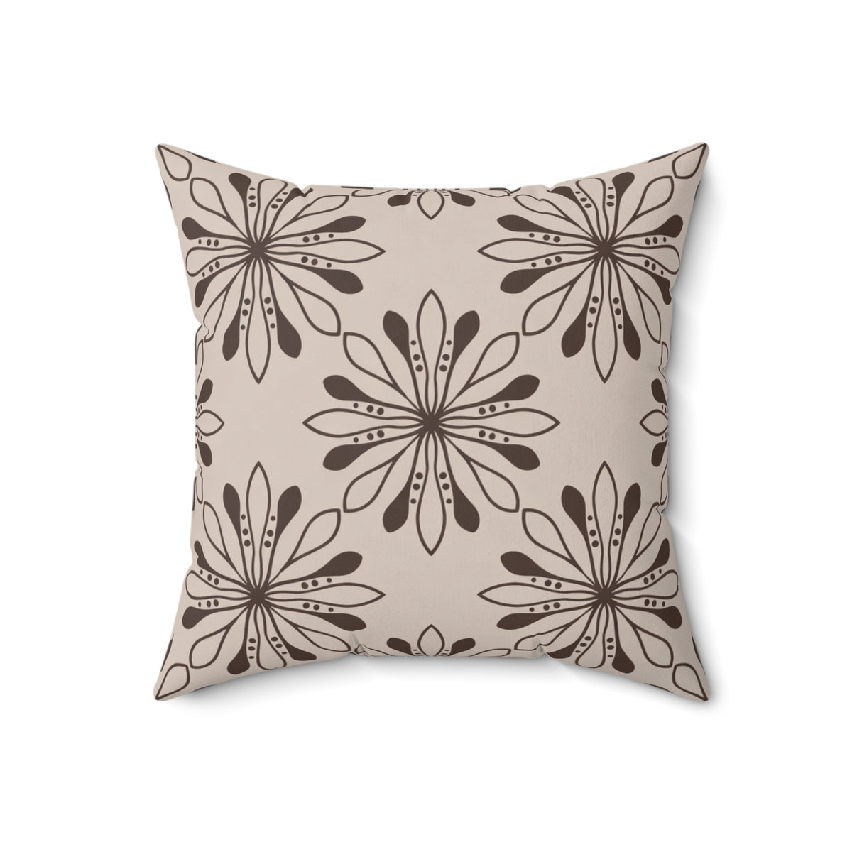 Neutral Floral Pattern Pillow | Faux Suede Square Pillow