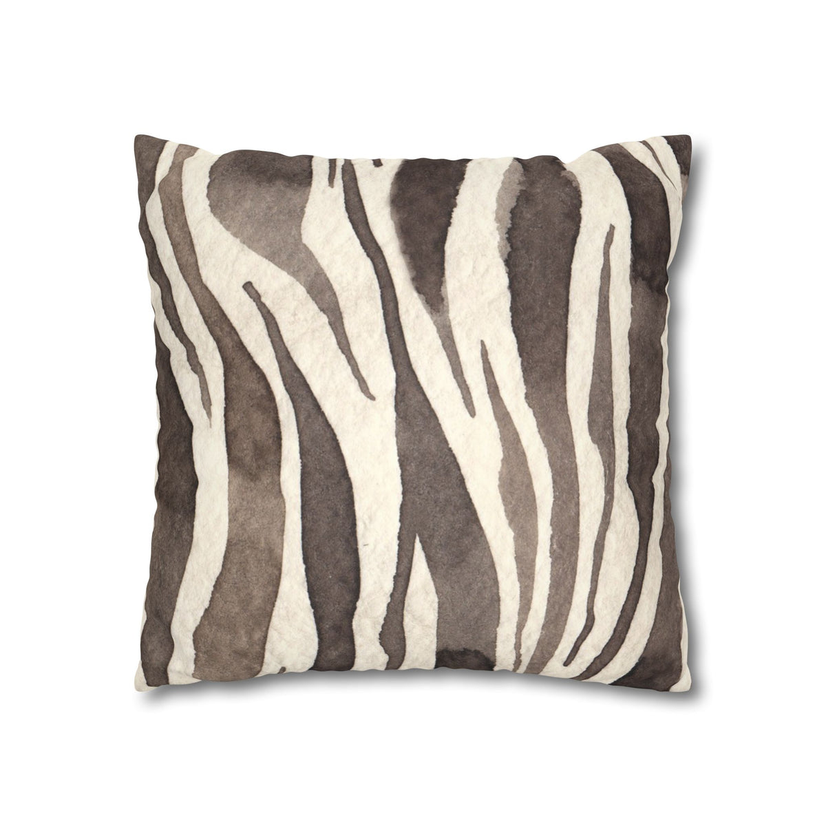 Brown Zebra Print Faux Suede Pillowcase | Square Decorative Pillow