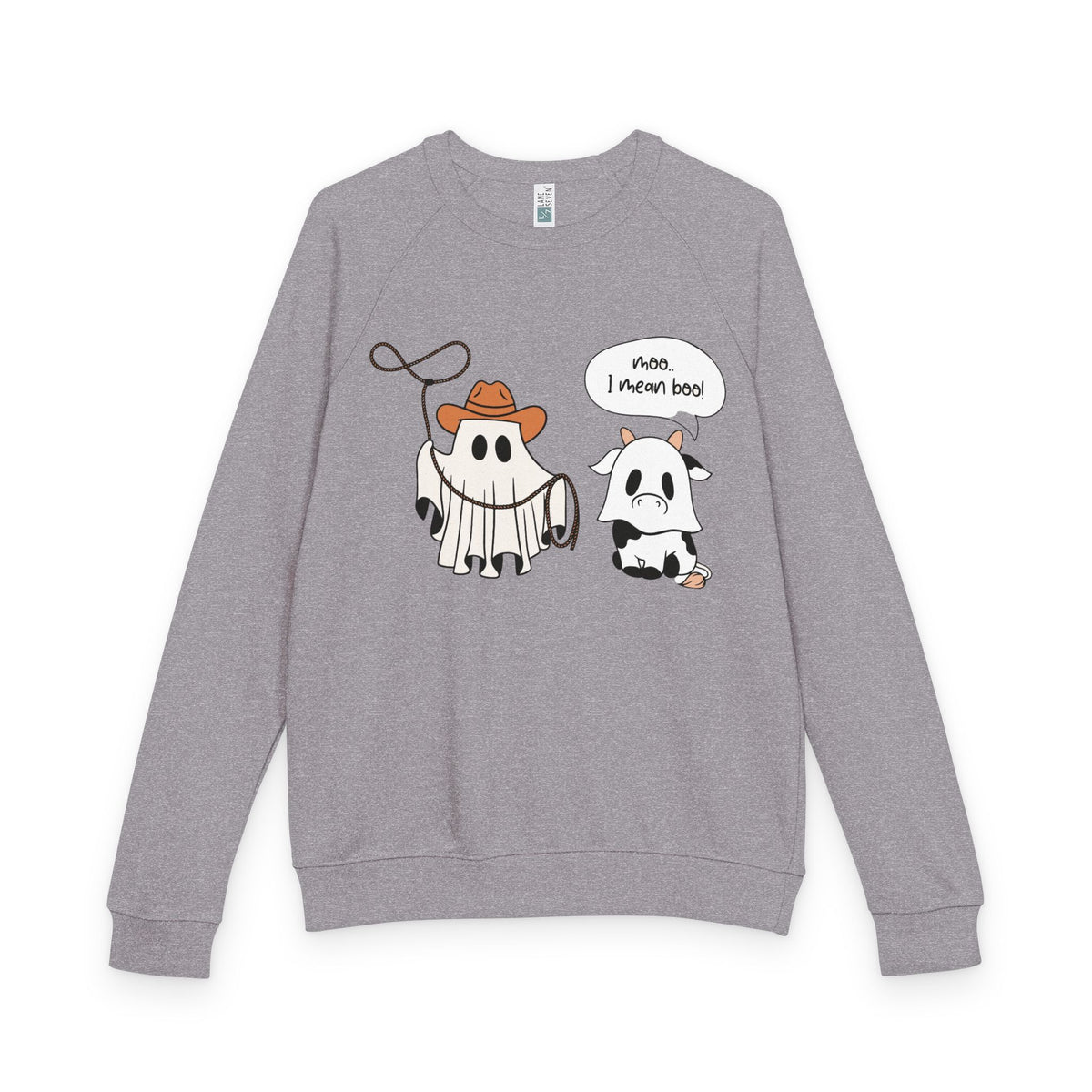 Ghost Cow Halloween crewneck | cow dressed as ghost graphic sweatshirt