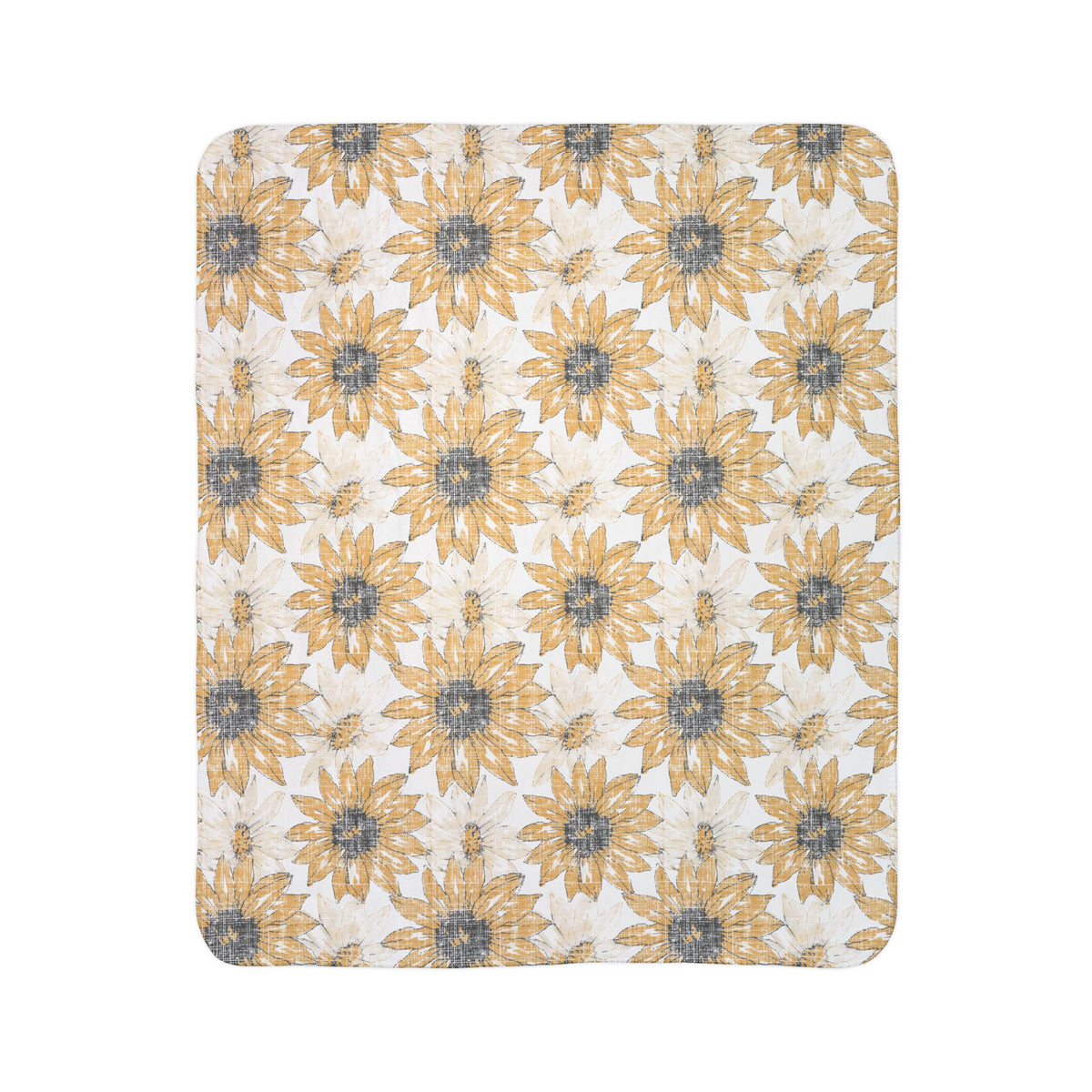 Watercolor Sunflower Fleece Sherpa Blanket | Floral Cozy Throw