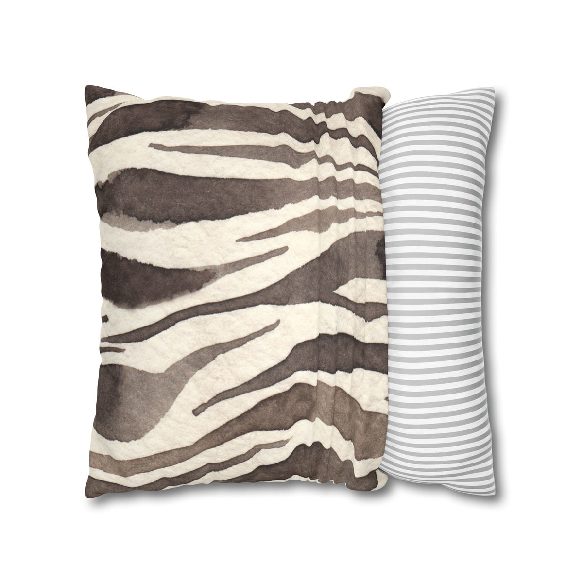Brown Zebra Print Faux Suede Pillowcase | Square Decorative Pillow