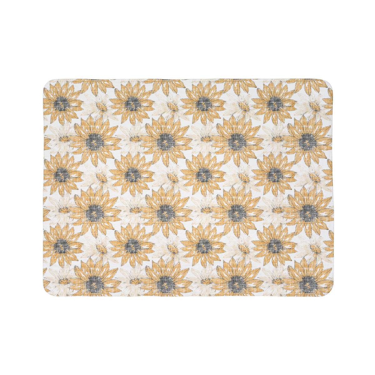 Watercolor Sunflower Fleece Sherpa Blanket | Floral Cozy Throw