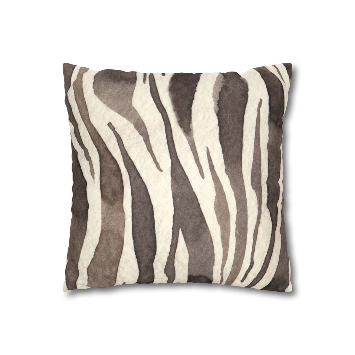 Brown Zebra Print Faux Suede Pillowcase | Square Decorative Pillow