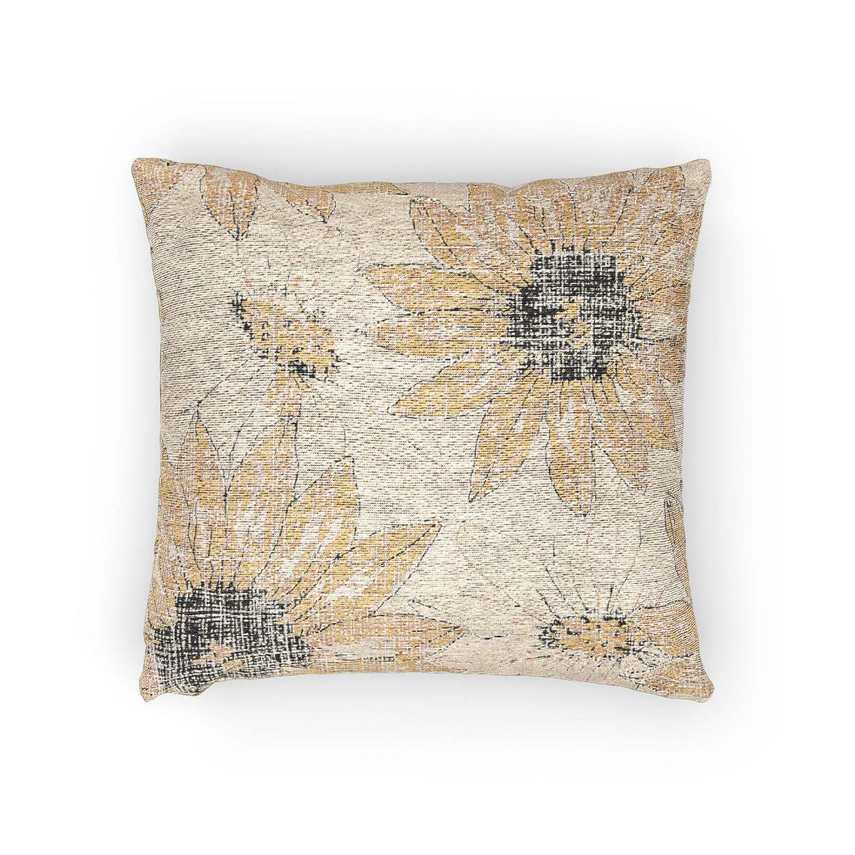 Sunflower Woven Indoor Pillow | Yellow Floral Throw Cushion, Rustic Farmhouse Decor