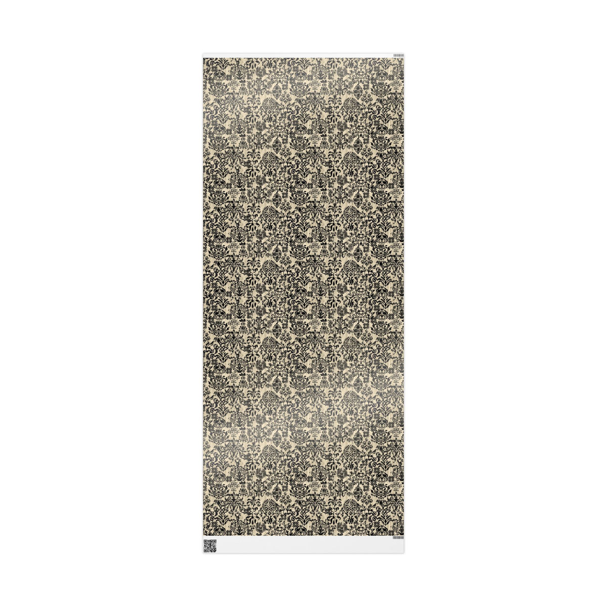 Damask Gift Wrapping Paper Roll — Vintage Black & Cream Floral Pattern