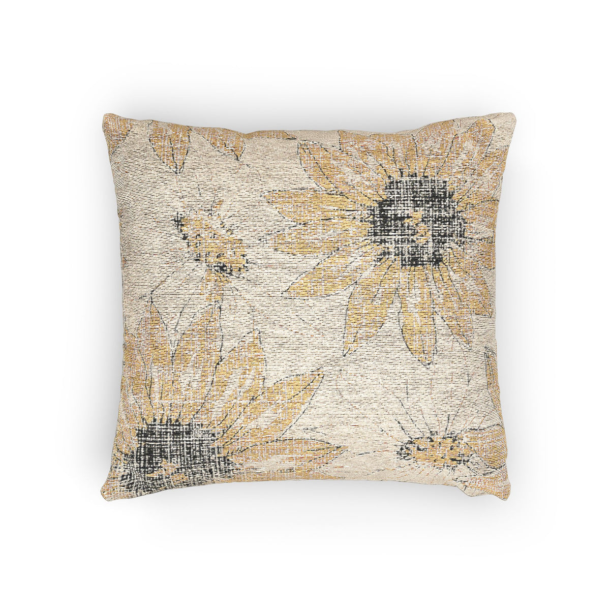 Sunflower Woven Indoor Pillow | Yellow Floral Throw Cushion, Rustic Farmhouse Decor