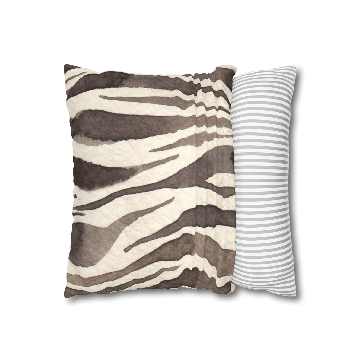 Brown Zebra Print Faux Suede Pillowcase | Square Decorative Pillow