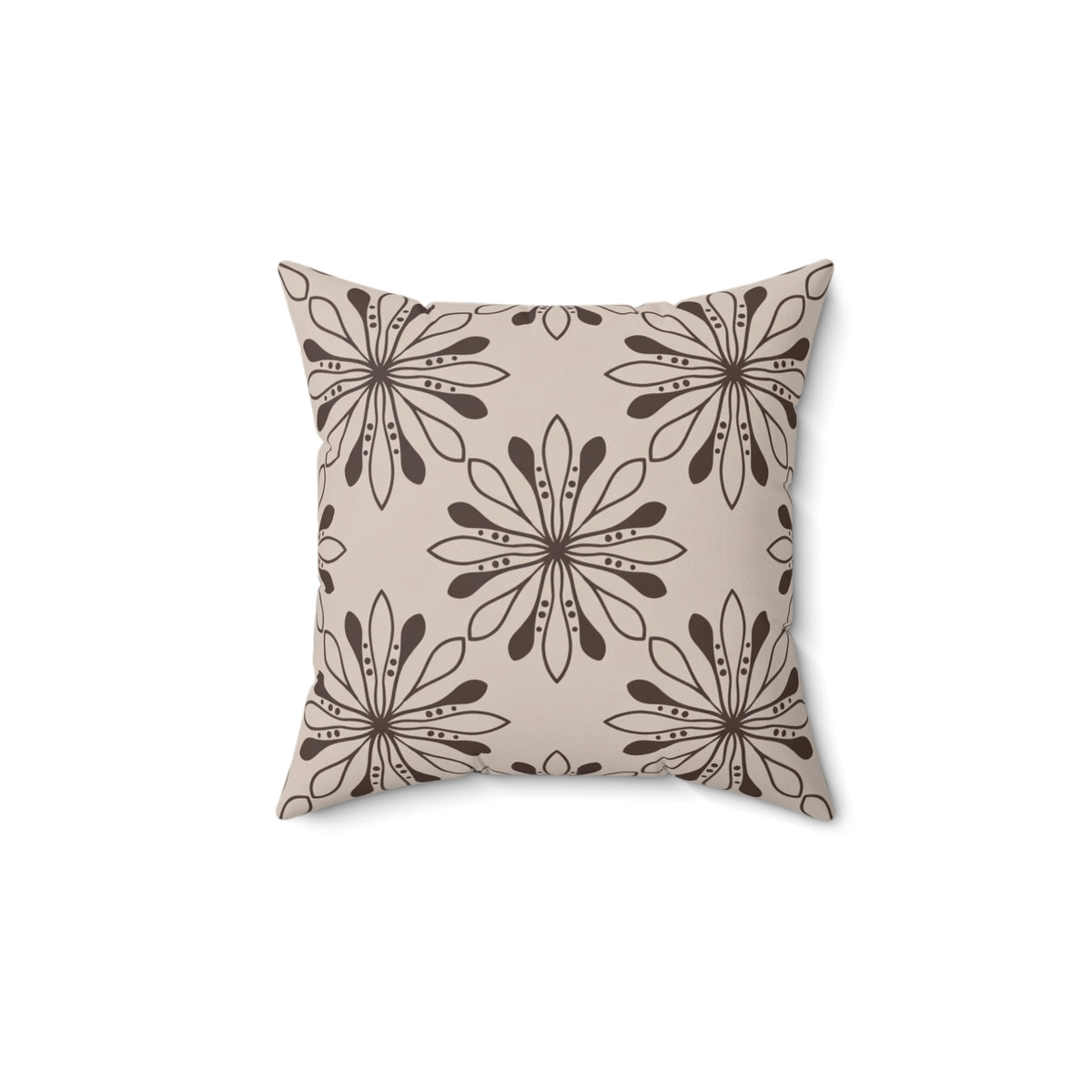 Neutral Floral Pattern Pillow | Faux Suede Square Pillow