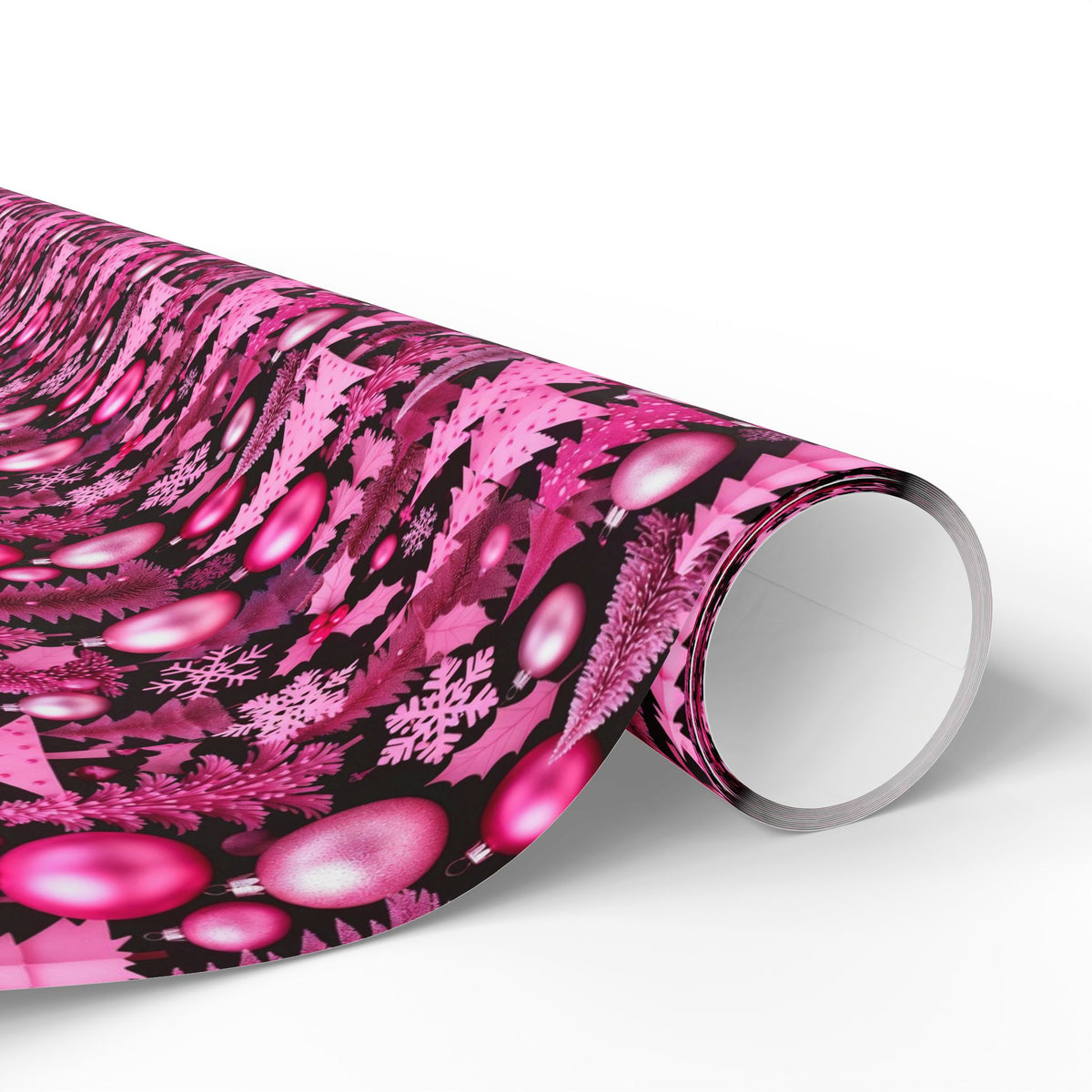 Pink Holidays Ornaments Wrapping Paper | Designer Christmas Pattern Roll