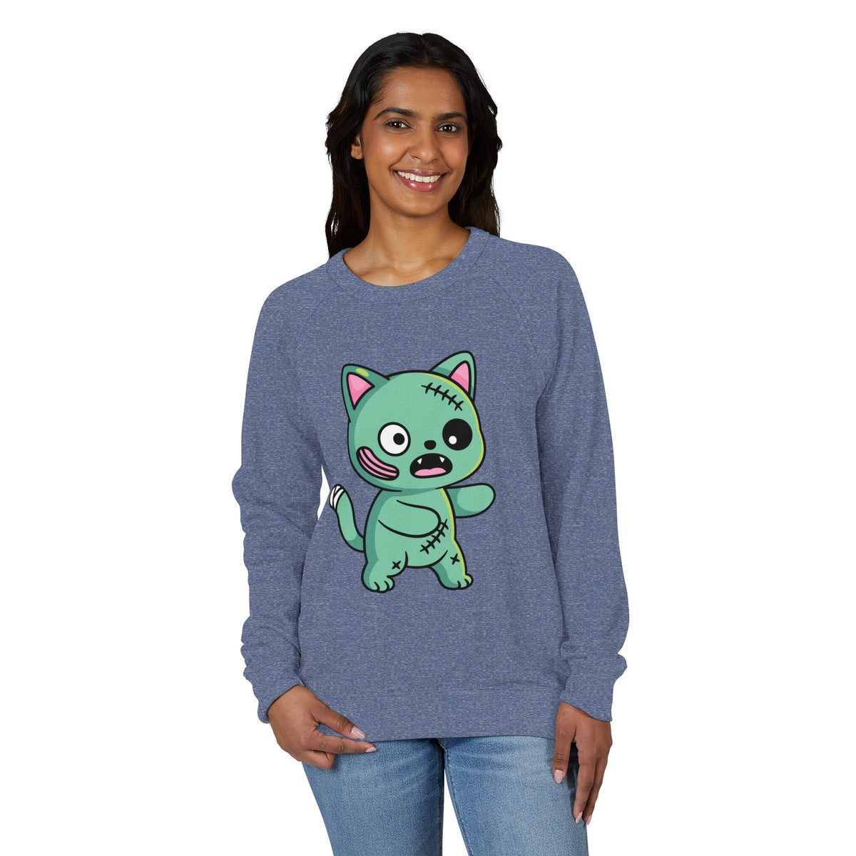 Cute Zombie Cat Crewneck Sweatshirt – Stitched Kitty Pullover