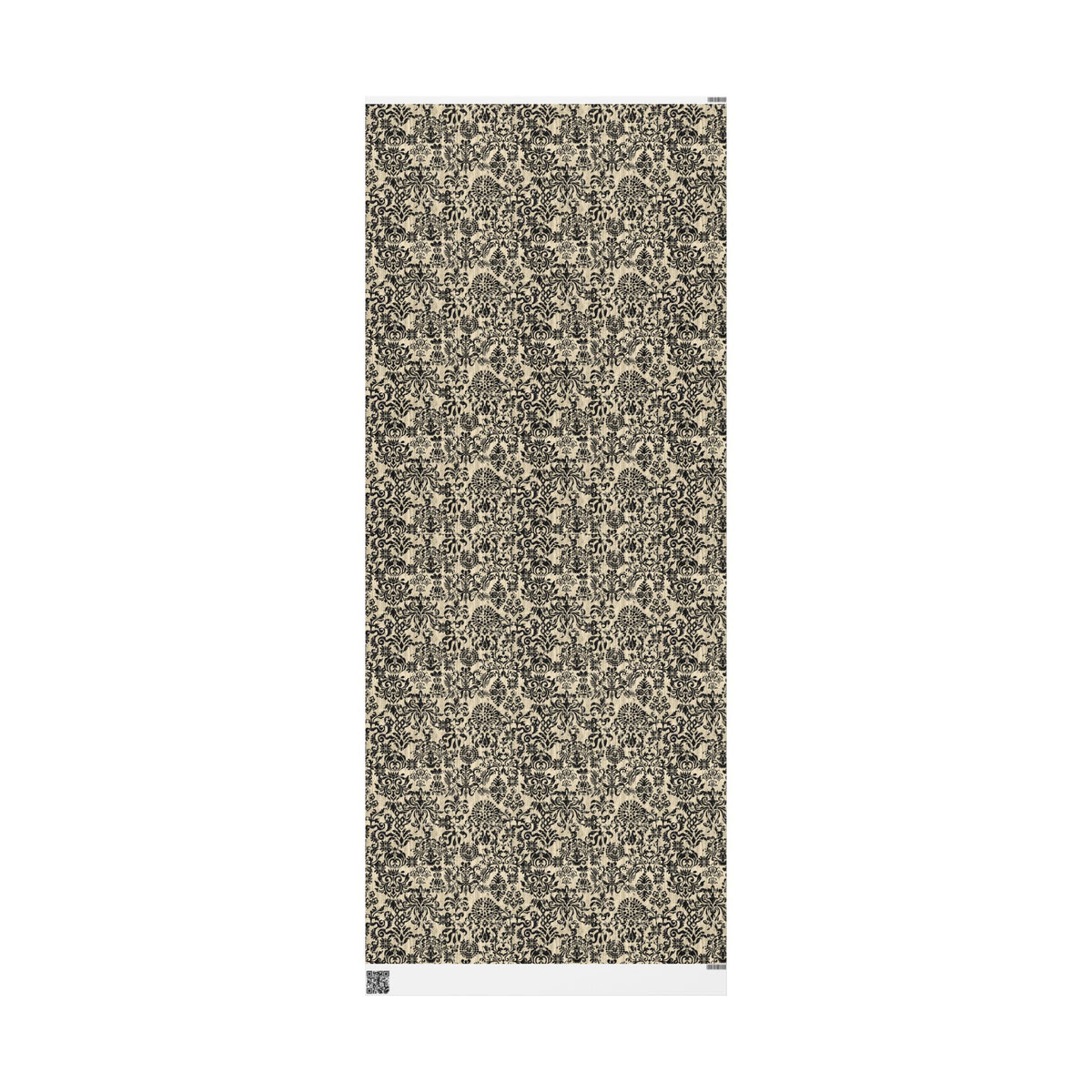 Damask Gift Wrapping Paper Roll — Vintage Black & Cream Floral Pattern