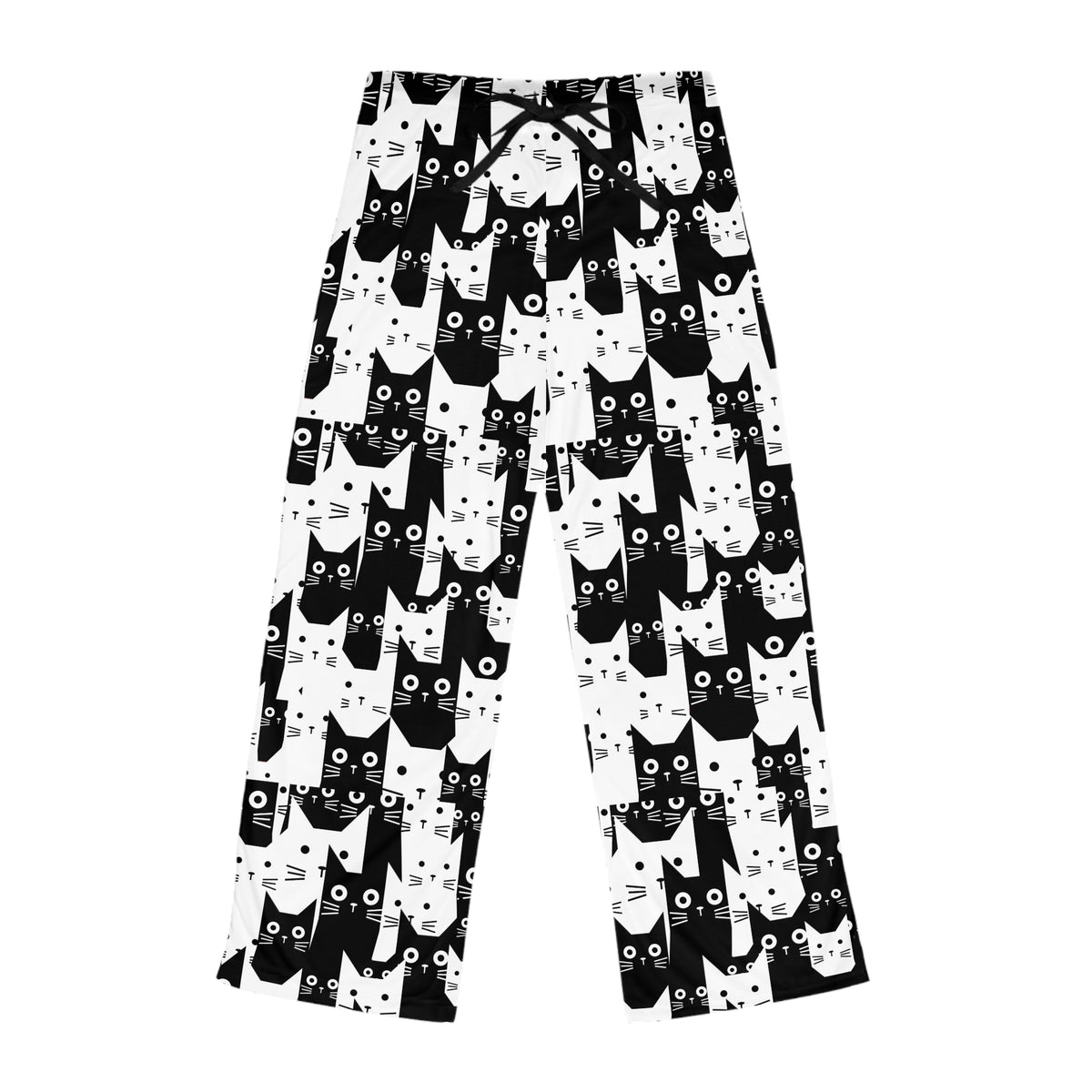 Cat-Themed Pajama Pants for Women, Cozy Lounge Wear, Cute Cat Print Sleepwear, Comfy PJ Bottoms, Cat Lover Gift Idea, Polyester Jersey Sleep