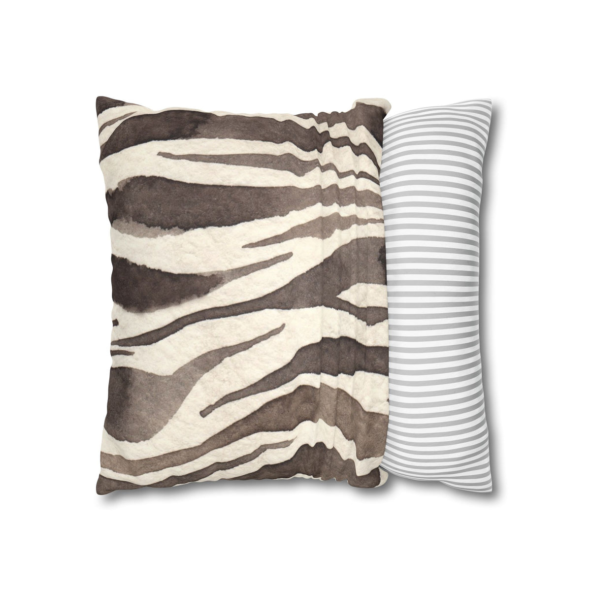 Brown Zebra Print Faux Suede Pillowcase | Square Decorative Pillow