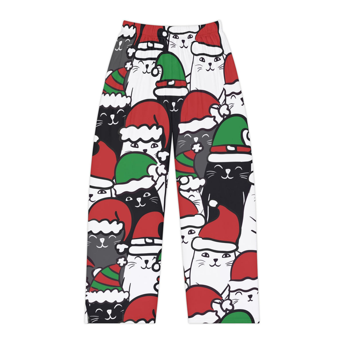 Santa Cat Pattern Pajama Pants | Christmas Cat Print