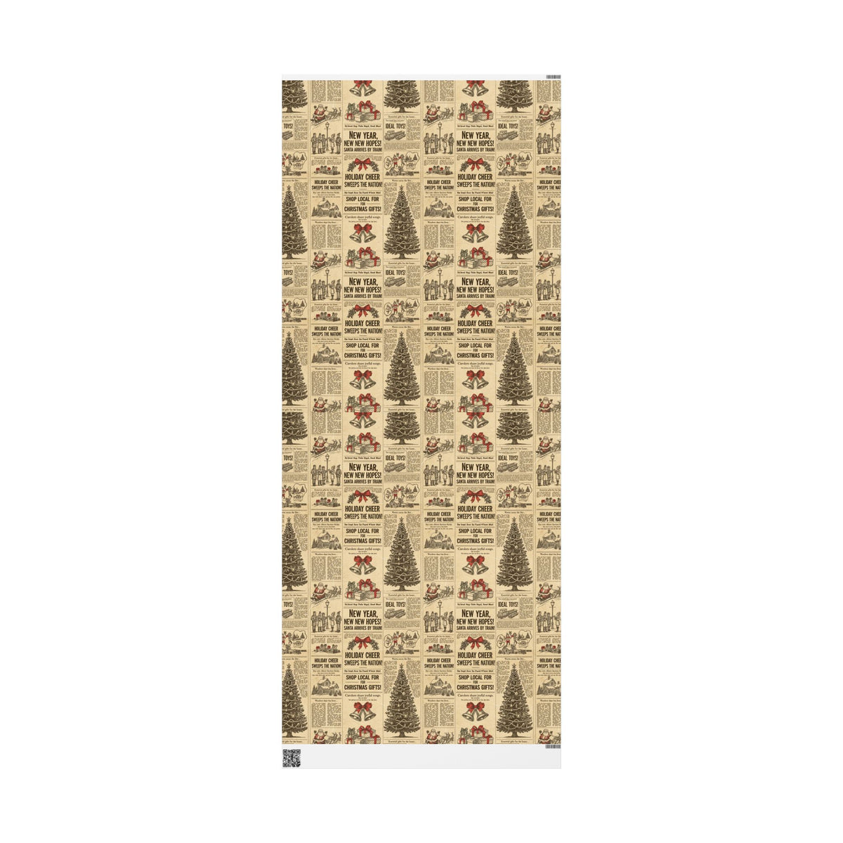 Vintage Newspaper Christmas Tree Wrapping Paper | Holiday Print