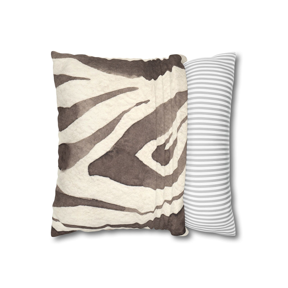 Brown Zebra Print Faux Suede Pillowcase | Square Decorative Pillow