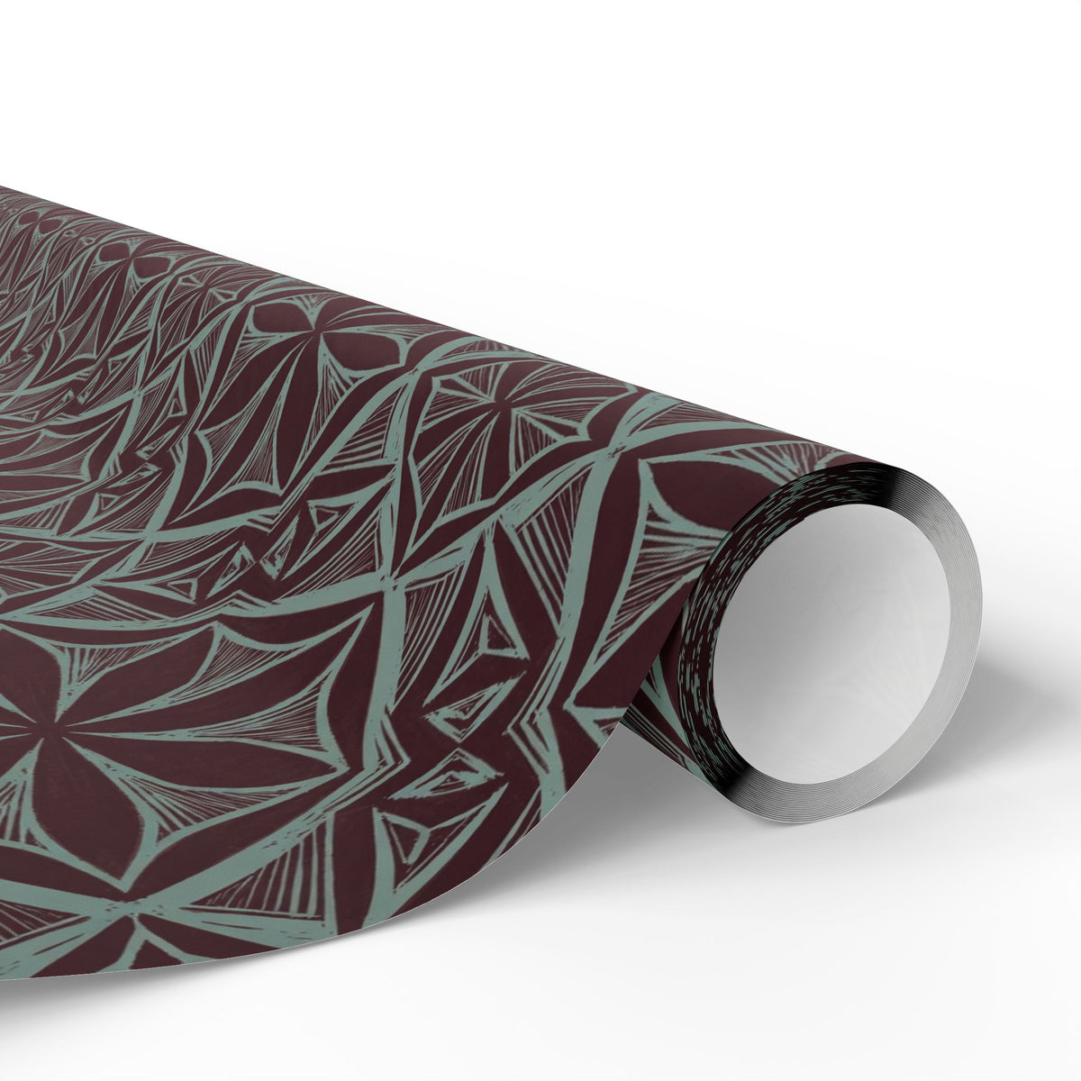 Geometric Starburst Pattern Wrapping Paper | Burgundy Teal Gift Wrap
