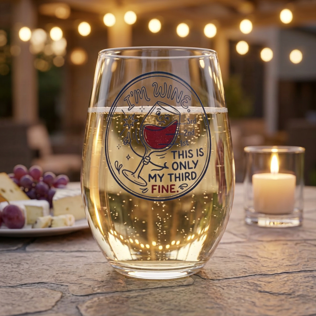 I'm Wine, This Is Only My Third Fine Stemless Wine Glass | Funny Wine Glass