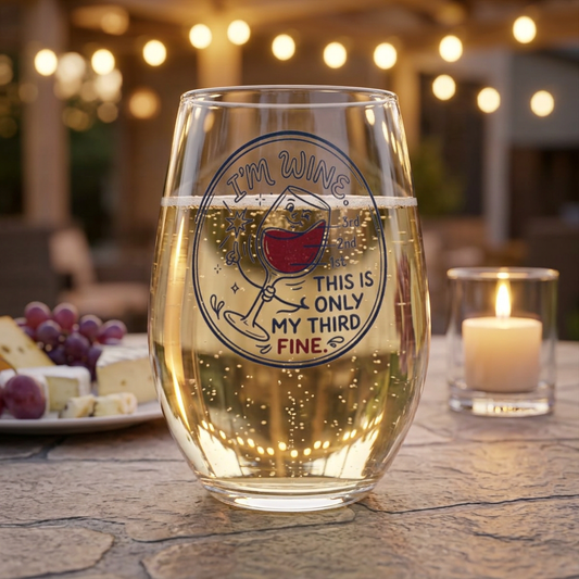 I'm Wine, This Is Only My Third Fine Stemless Wine Glass | Funny Wine Glass