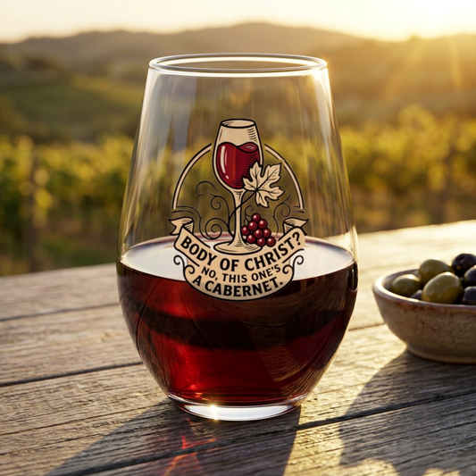 Body of Christ? No, This One's a Cabernet Stemless Wine Glass
