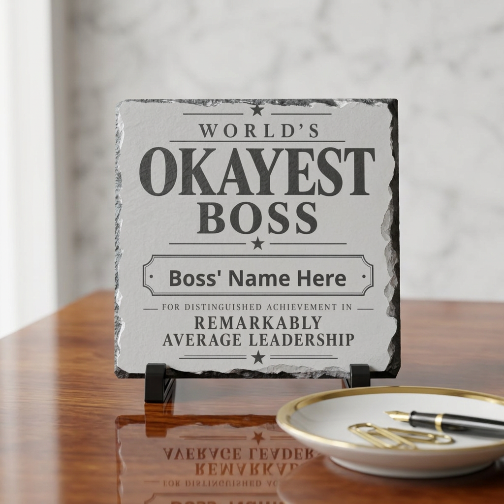 Personalized Worlds Okayest Boss Desk Plaque, Funny Boss Gift, Custom Manager Gift, Boss Day Gift, Office Desk Decor, Coworker Gift