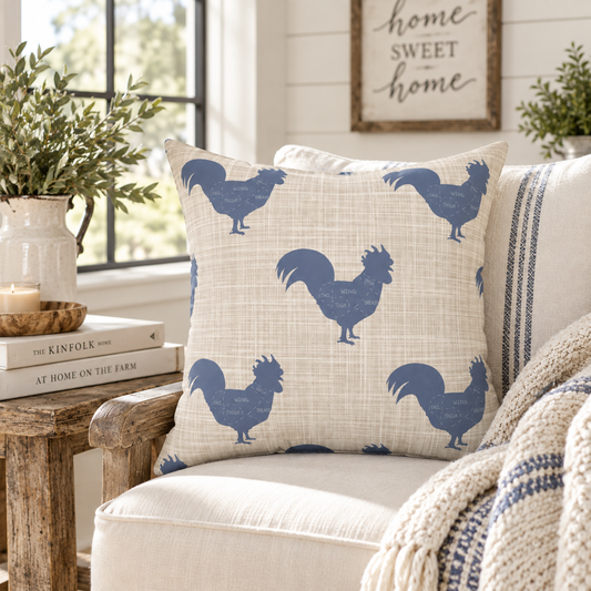 Chic Rooster Pillow | Farmhouse Decor, Country Home Accent, Cozy Living Room, Gift for Hen Enthusiasts, Rustic Style Cushion