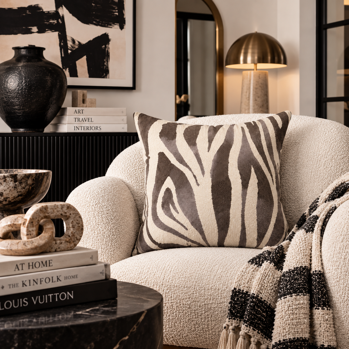 Square Pillow, Zebra Print Faux Suede, Modern Animal Decor, Throw Pillow, Chic Home Accent, Living Room Style, Safari Inspired