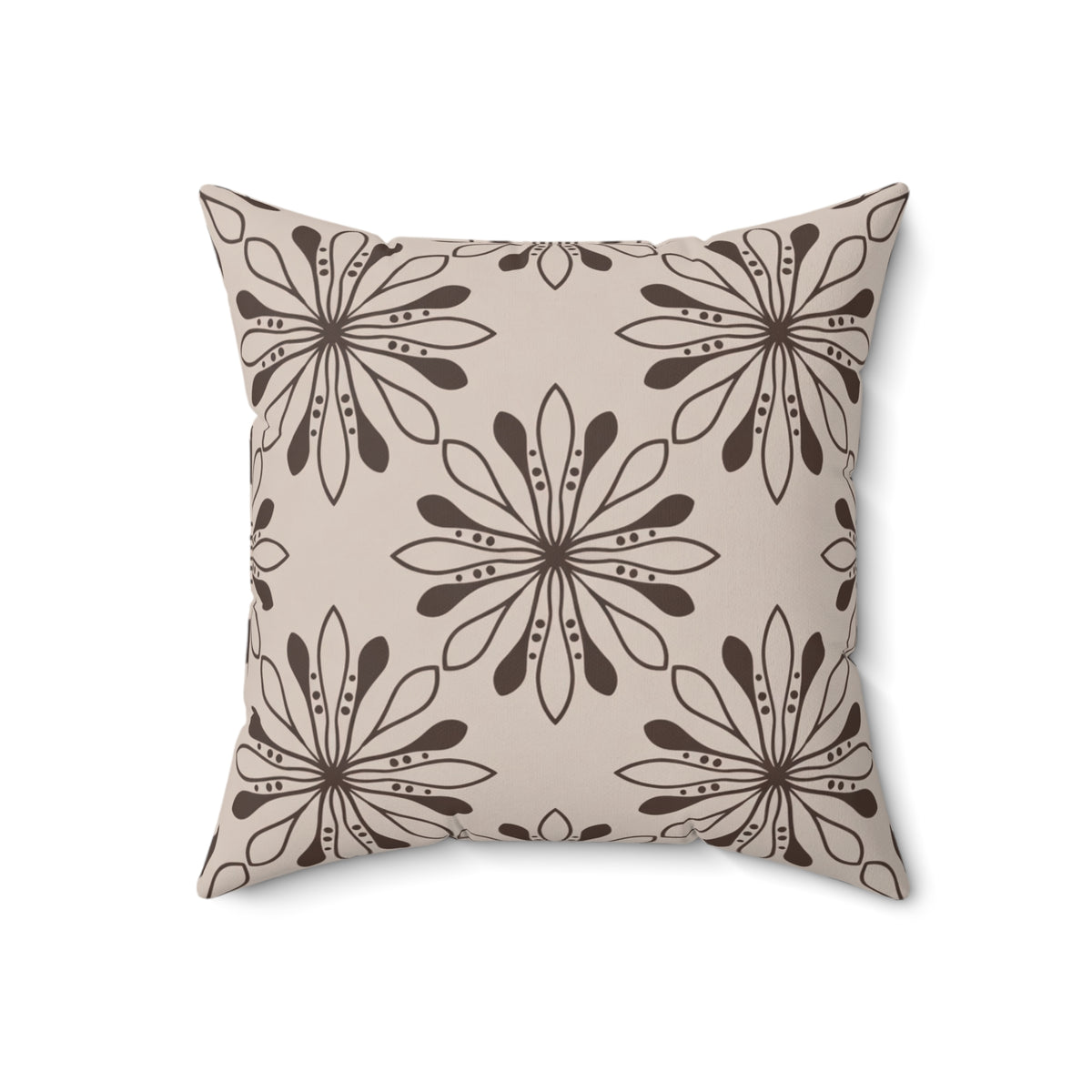 Neutral Floral Pattern Pillow | Faux Suede Square Pillow