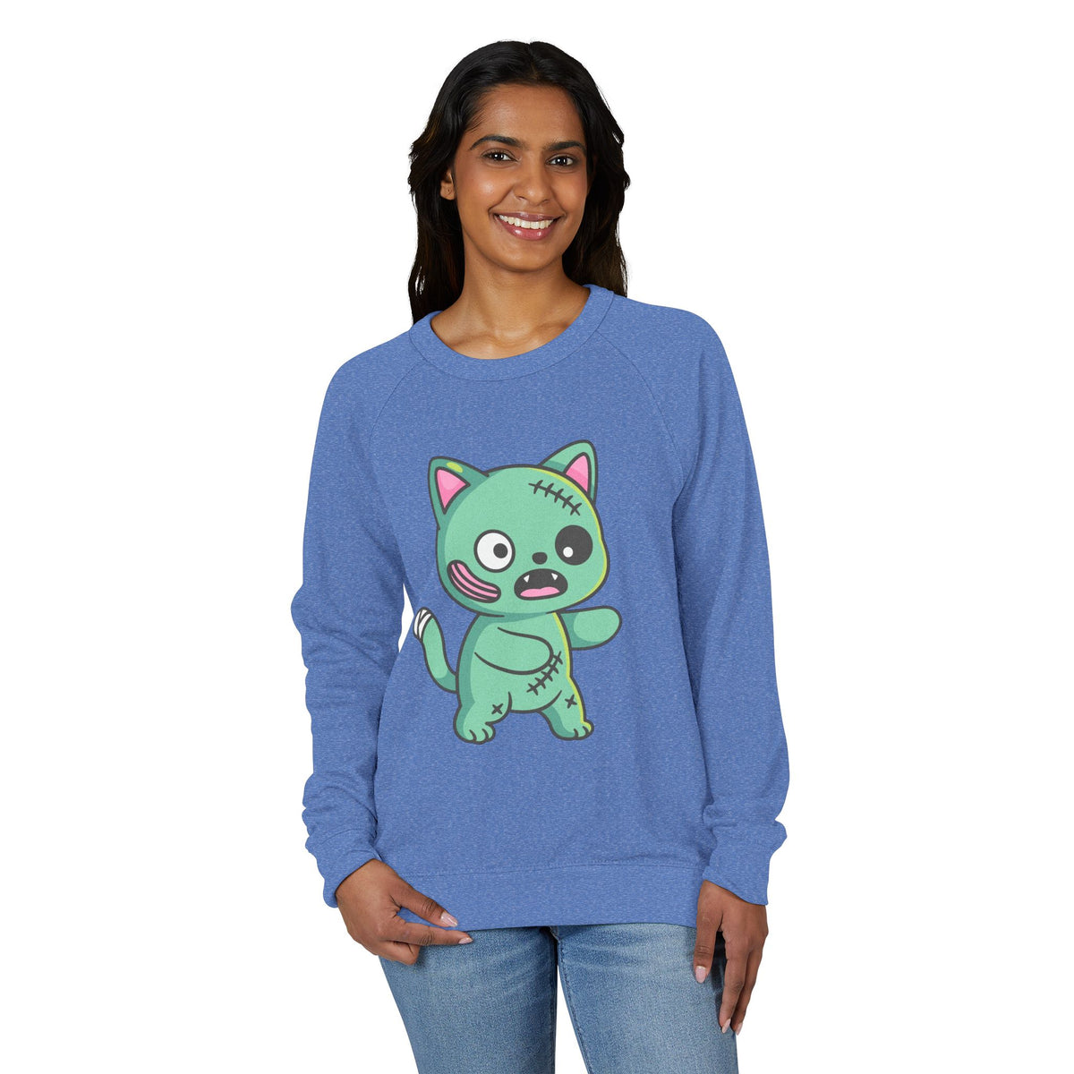 Cute Zombie Cat Crewneck Sweatshirt – Stitched Kitty Pullover