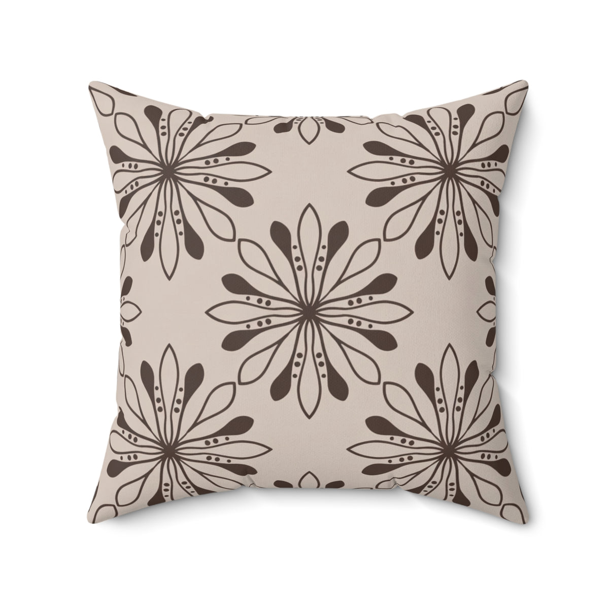 Neutral Floral Pattern Pillow | Faux Suede Square Pillow