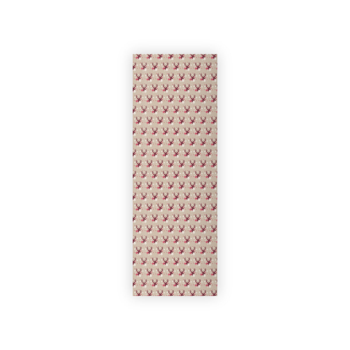 Reindeer Pattern Gift Wrapping Paper Roll — Vintage Beige Christmas Wrap
