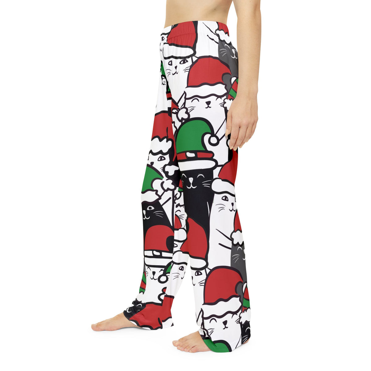 Santa Cat Pattern Pajama Pants | Christmas Cat Print