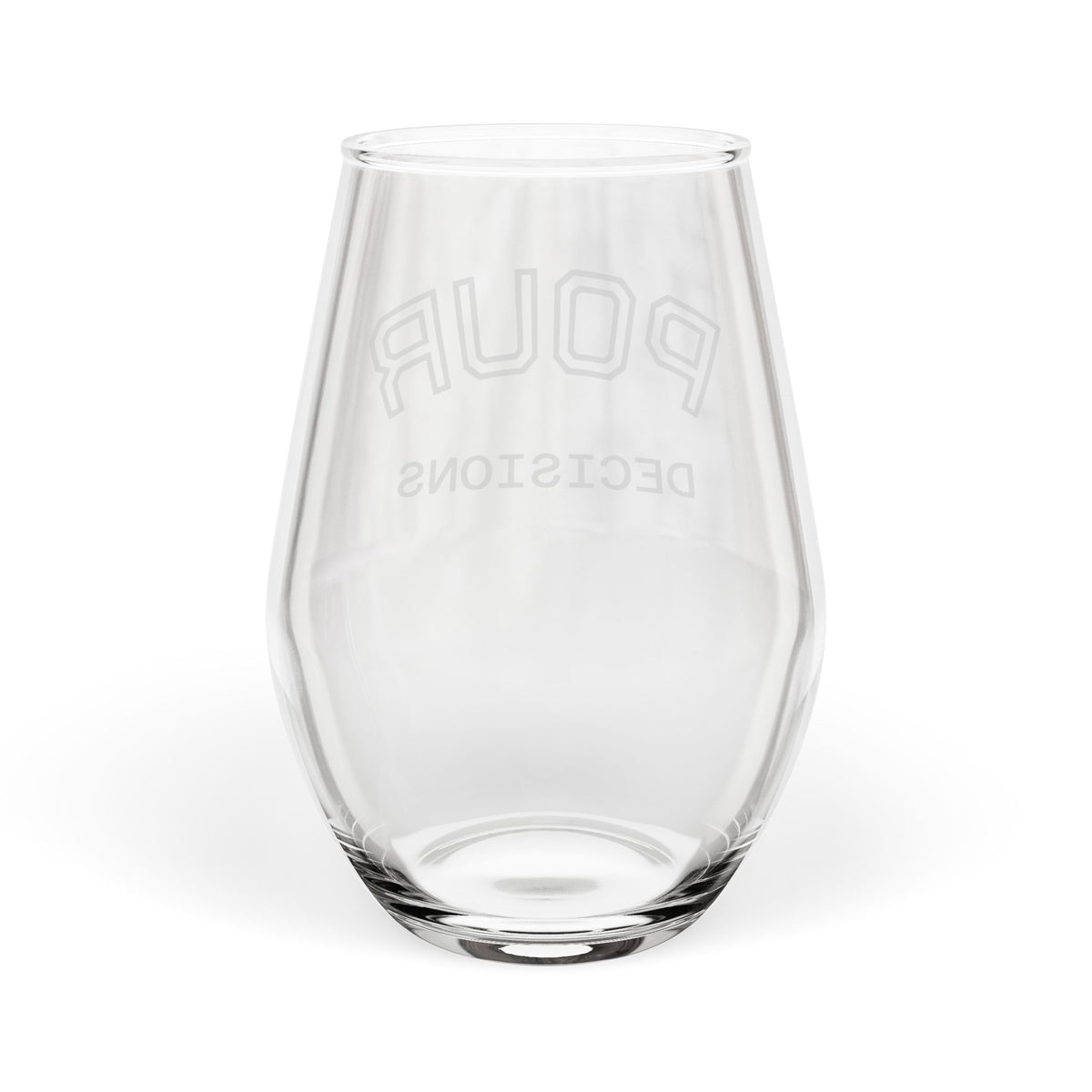 Stemless Wine Glass – “Pour Decisions” Funny Cocktail Glass, 11.75 oz