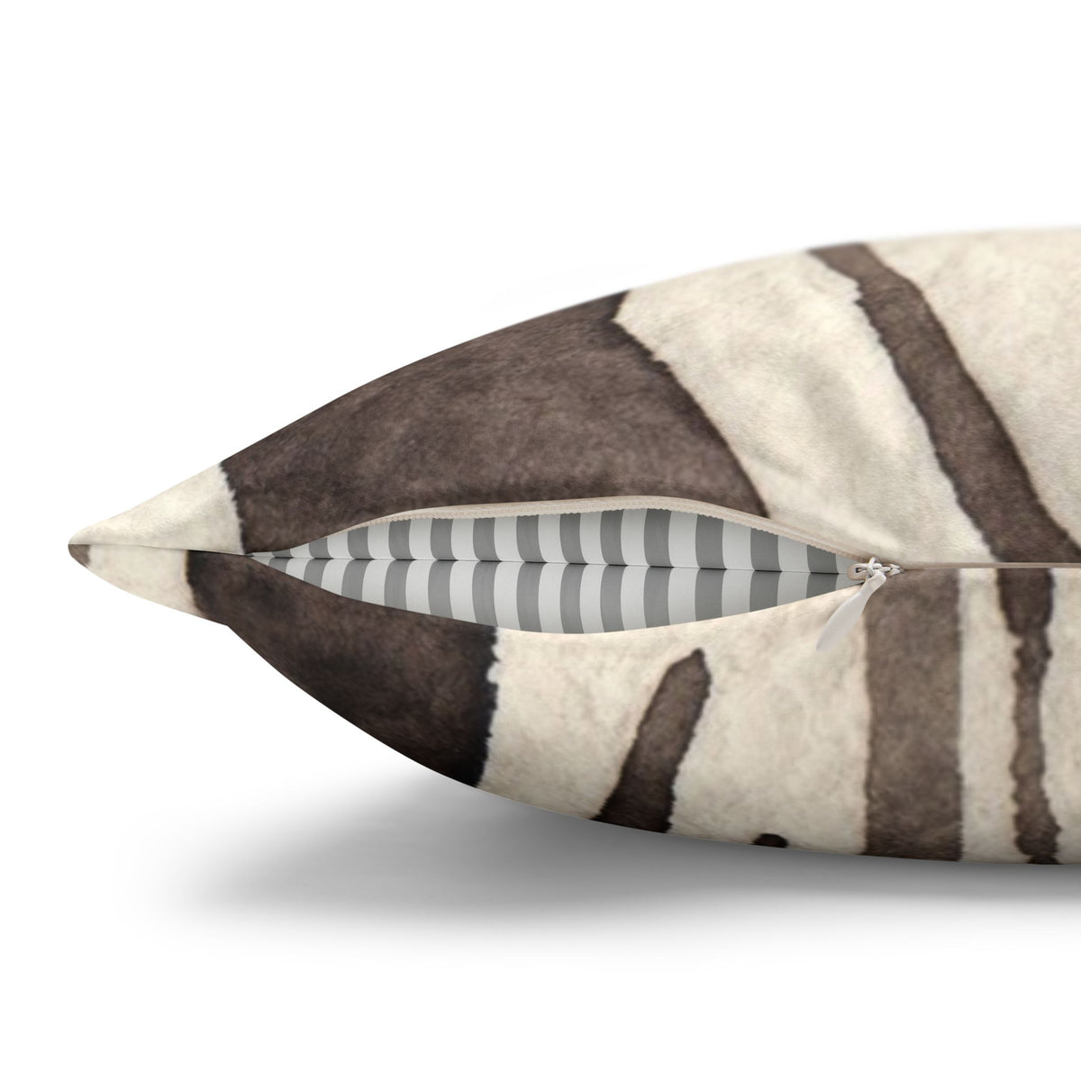 Brown Zebra Print Faux Suede Pillowcase | Square Decorative Pillow