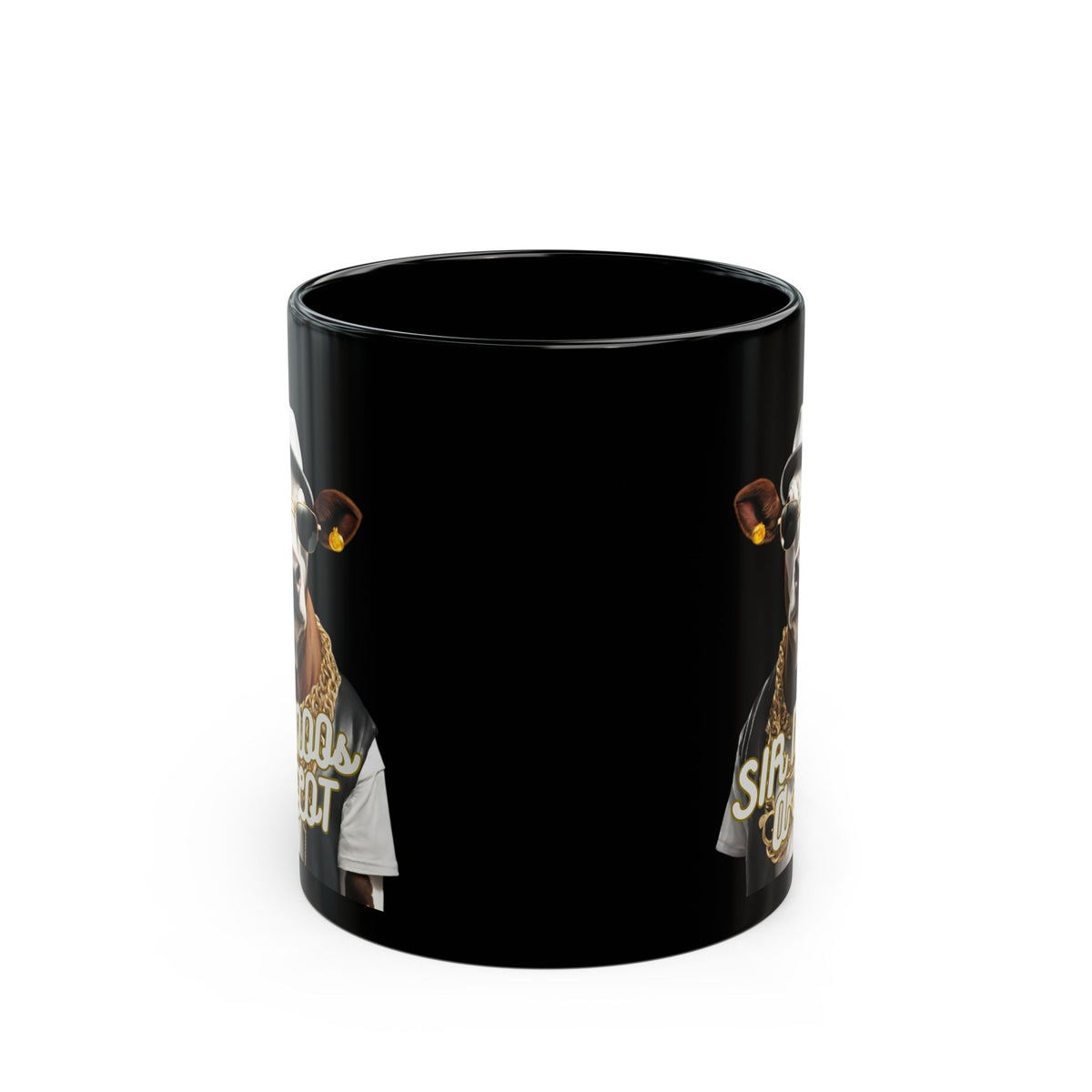 Sir Moos-a-Lot Cow Mug — Funny Hipster Cow Coffee Cup (Black, 11oz/15oz)