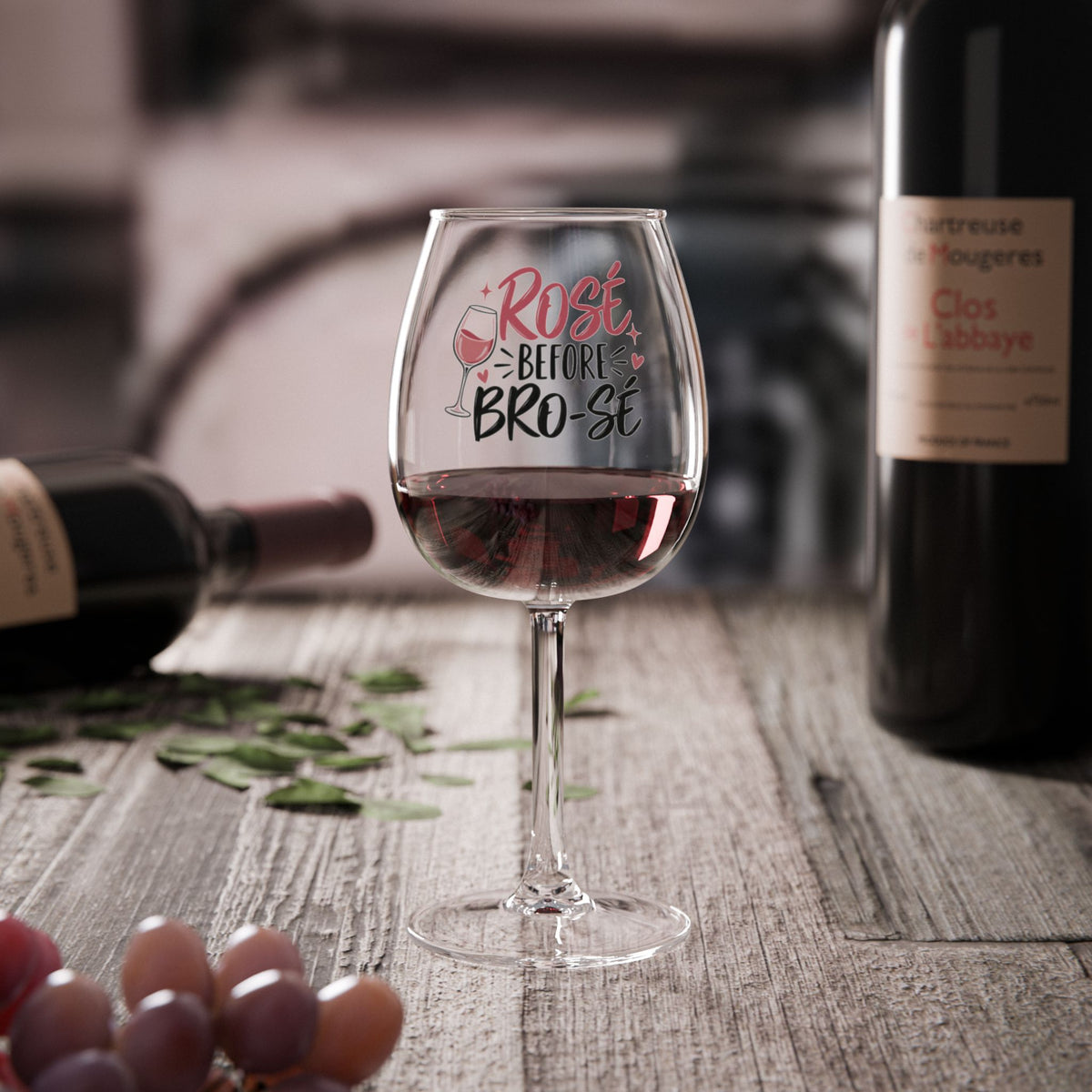 Rosé Before Brosé Wine Glass | 12oz stemmed wine glass, pink wine design
